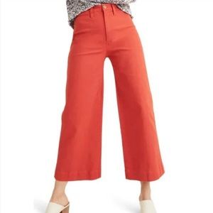 Madewell Emmett High Waist Crop Wide Leg Pants In Americana Red